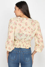 Load image into Gallery viewer, Floral Shadow Stripe V-neck Top
