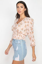 Load image into Gallery viewer, Floral Shadow Stripe V-neck Top
