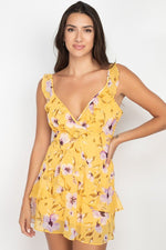 Load image into Gallery viewer, Floral Ruffle Trim Fit &amp; Flare Mini Dress
