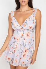 Load image into Gallery viewer, Floral Ruffle Trim Fit &amp; Flare Mini Dress
