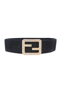 2fb Rhinestone Buckle Elastic Belt