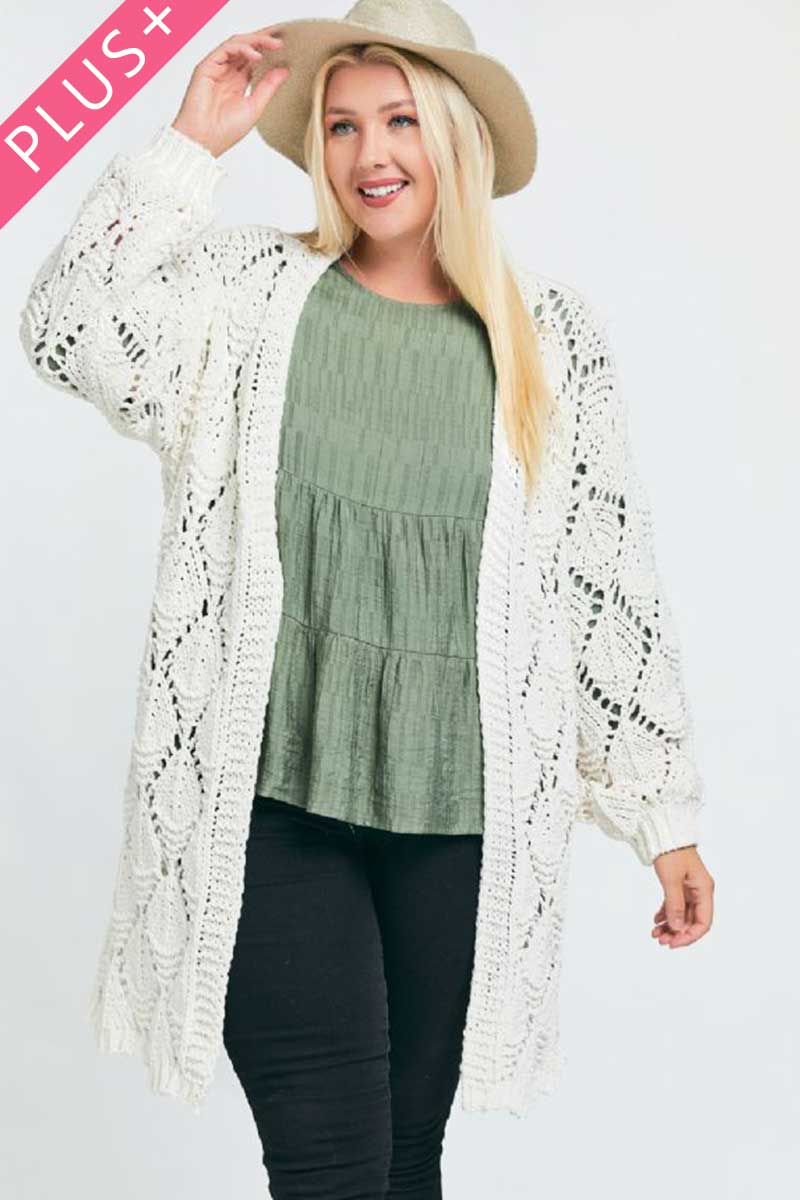 Textured Long Sleeve Long Cardigan