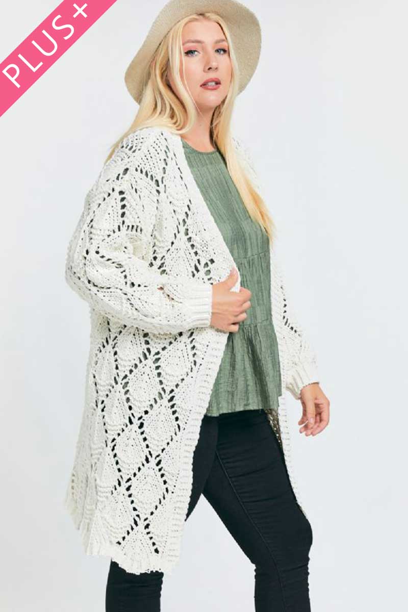 Textured Long Sleeve Long Cardigan