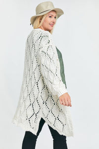 Textured Long Sleeve Long Cardigan