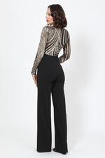 Load image into Gallery viewer, Sophisticated Gold Sequins Bodice Jumpsuit
