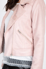 Load image into Gallery viewer, Suede Faux Fur Moto Jacket
