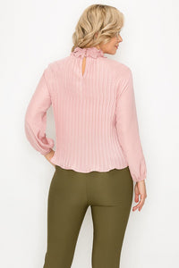 Smocked Trim Pleated Top