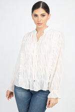 Load image into Gallery viewer, Semi Sheer Ruffle Blouse
