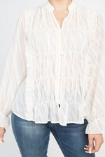 Load image into Gallery viewer, Semi Sheer Ruffle Blouse
