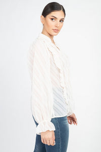 Semi Sheer Ruffle Blouse