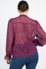 Load image into Gallery viewer, Semi Sheer Ruffle Blouse
