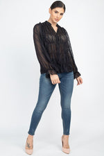 Load image into Gallery viewer, Semi Sheer Ruffle Blouse
