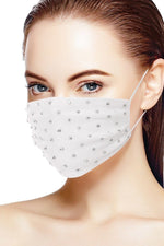 Load image into Gallery viewer, 3d Shiny Silver Metal Studs Rhinestone Jersey Fashion Face Mask
