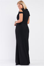 Load image into Gallery viewer, Plus Black Sleeveless Collared Plunging V-neck Maxi Dress
