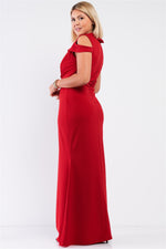 Load image into Gallery viewer, Plus Red Sleeveless Collared Plunging V-neck Maxi Dress
