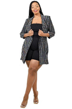 Load image into Gallery viewer, Plus Metallic Stripe Jacket Dress
