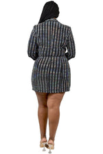 Load image into Gallery viewer, Plus Metallic Stripe Jacket Dress
