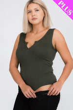 Load image into Gallery viewer, Plus Size Split Neckline Bodysuit Top
