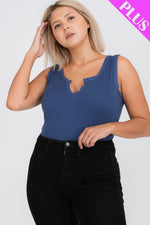 Load image into Gallery viewer, Plus Size Split Neckline Bodysuit Top
