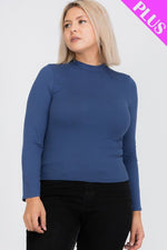 Load image into Gallery viewer, Plus Size Mock Neck Solid Top
