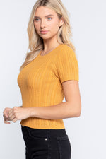 Load image into Gallery viewer, Short Slv Crew Neck Pointelle Sweater Top
