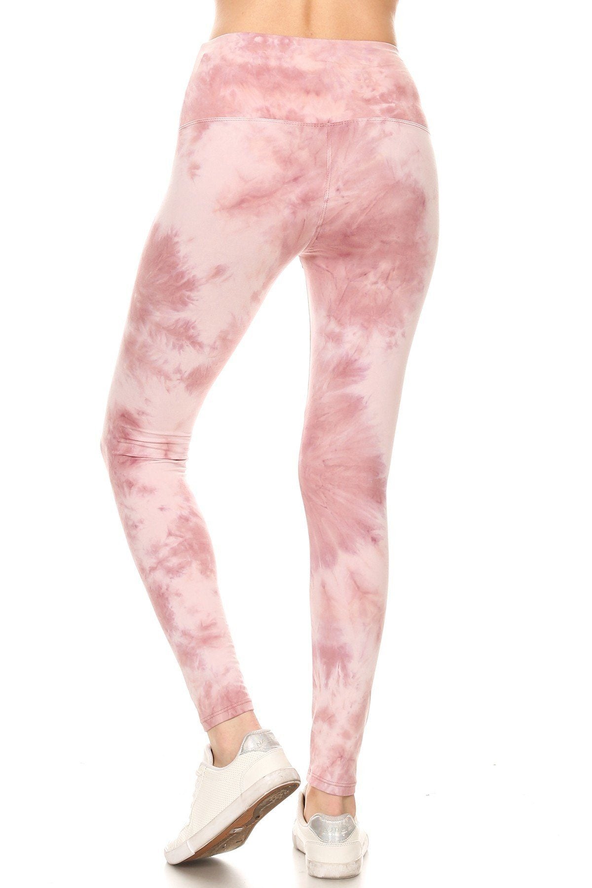 Yoga Style Banded Lined Tie Dye Knit Leggings