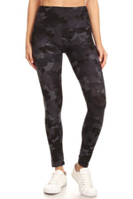 Load image into Gallery viewer, 5-inch Long Yoga Style Banded Lined Camouflage Printed Knit Legging With High Waist
