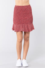 Load image into Gallery viewer, Smocked Ruffle Print Mini Skirt
