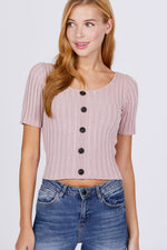 Load image into Gallery viewer, Short Slv Rib Sweater Top
