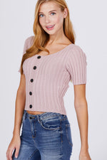 Load image into Gallery viewer, Short Slv Rib Sweater Top
