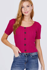 Load image into Gallery viewer, Short Slv Rib Sweater Top
