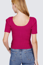 Load image into Gallery viewer, Short Slv Rib Sweater Top
