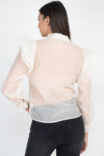 Load image into Gallery viewer, Neck Bow Tie Ruffle Blouse
