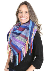 Stripes Blanket Scarf With Fringes