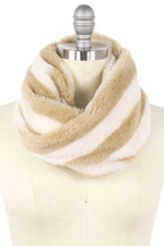 Load image into Gallery viewer, Stripe Fur Tube Infinity Scarf
