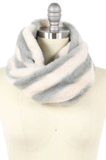 Load image into Gallery viewer, Stripe Fur Tube Infinity Scarf
