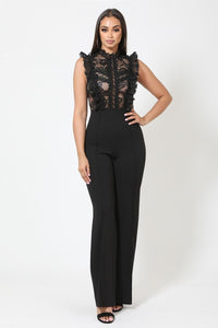 Crochet Lace Combined Bodice Jumpsuit