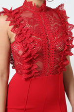 Load image into Gallery viewer, Crochet Lace Combined Bodice Jumpsuit
