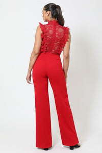 Crochet Lace Combined Bodice Jumpsuit