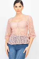 Load image into Gallery viewer, Smock Waist Lace Embroidered Top
