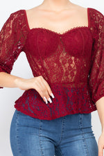 Load image into Gallery viewer, Smock Waist Lace Embroidered Top
