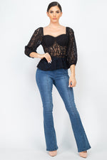 Load image into Gallery viewer, Smock Waist Lace Embroidered Top
