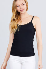 Load image into Gallery viewer, Lace Trim Rib Cami Knit Top
