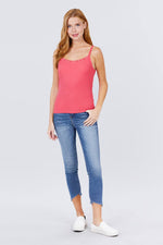 Load image into Gallery viewer, Lace Trim Rib Cami Knit Top
