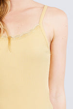 Load image into Gallery viewer, Lace Trim Rib Cami Knit Top
