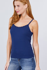 Load image into Gallery viewer, Lace Trim Rib Cami Knit Top
