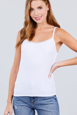 Load image into Gallery viewer, Lace Trim Rib Cami Knit Top
