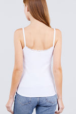 Load image into Gallery viewer, Lace Trim Rib Cami Knit Top
