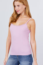 Load image into Gallery viewer, Lace Trim Rib Cami Knit Top
