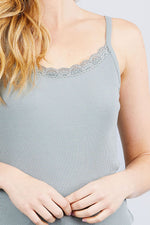 Load image into Gallery viewer, Lace Trim Rib Cami Knit Top
